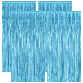 ZATAYE 4-pack blue foil streamers backdrop ready for quick party setup