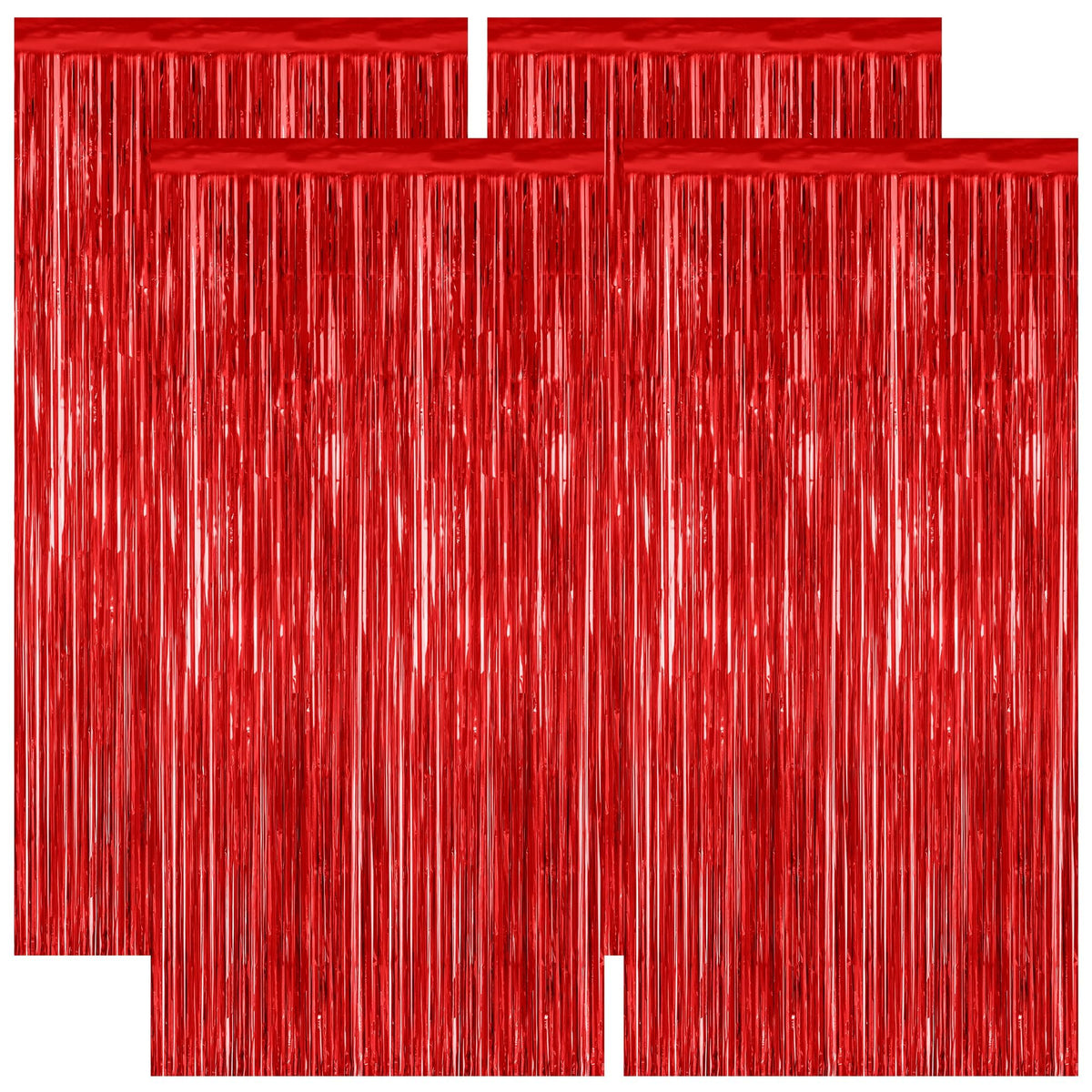 ZATAYE 4-pack red backdrop with foil fringe for vibrant photo booth moments