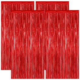 ZATAYE 4-pack red backdrop with foil fringe for vibrant photo booth moments
