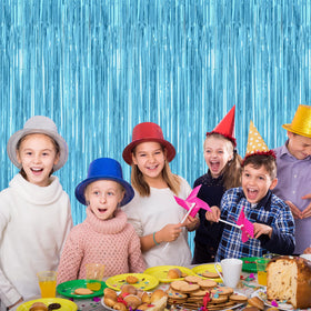 ZATAYE blue fringe backdrop creates a photogenic birthday or winter party scene