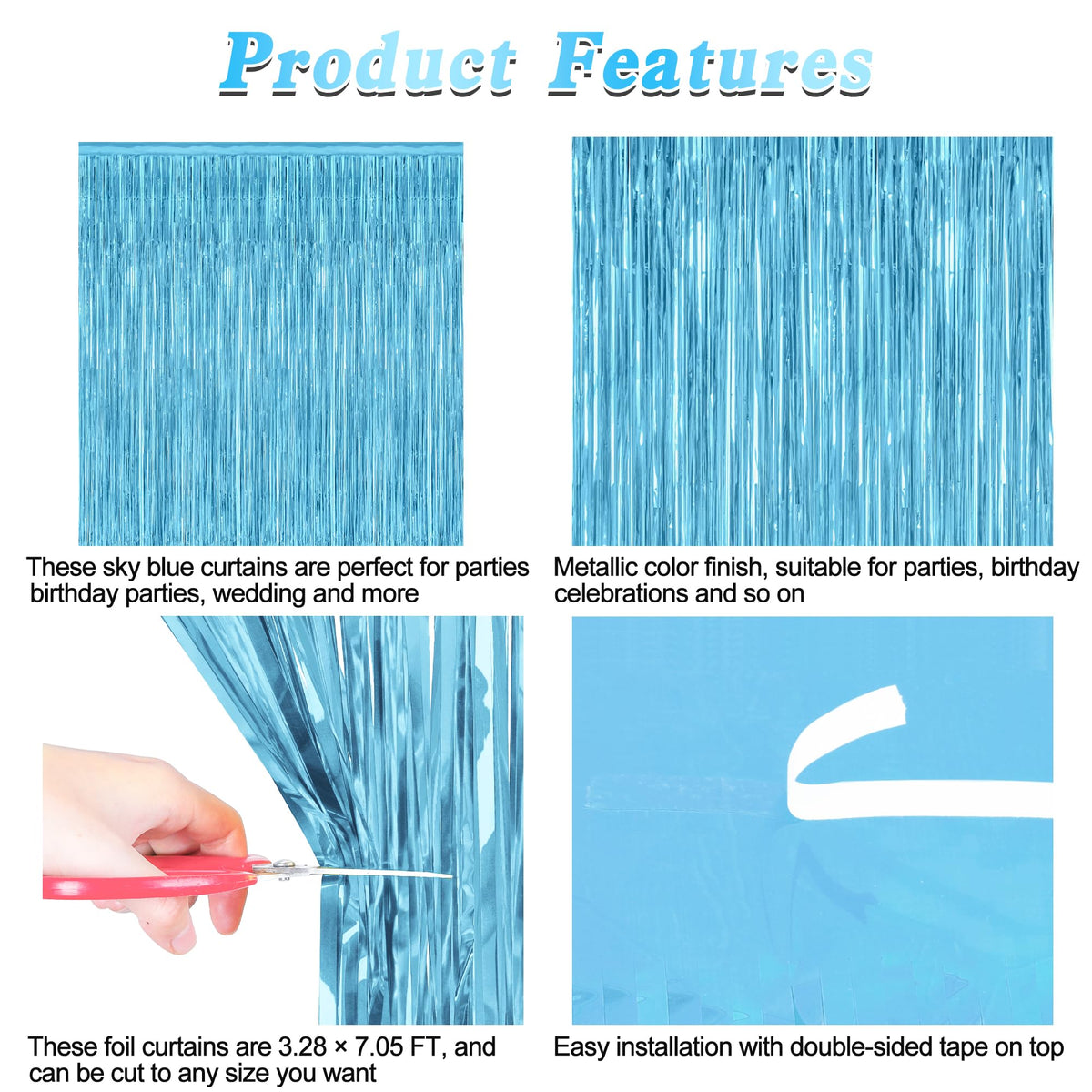 ZATAYE blue backdrop made of sturdy PET for colorfast, tear-resistant decor