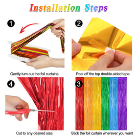 ZATAYE adhesive rainbow curtain backdrop for quick decor setup