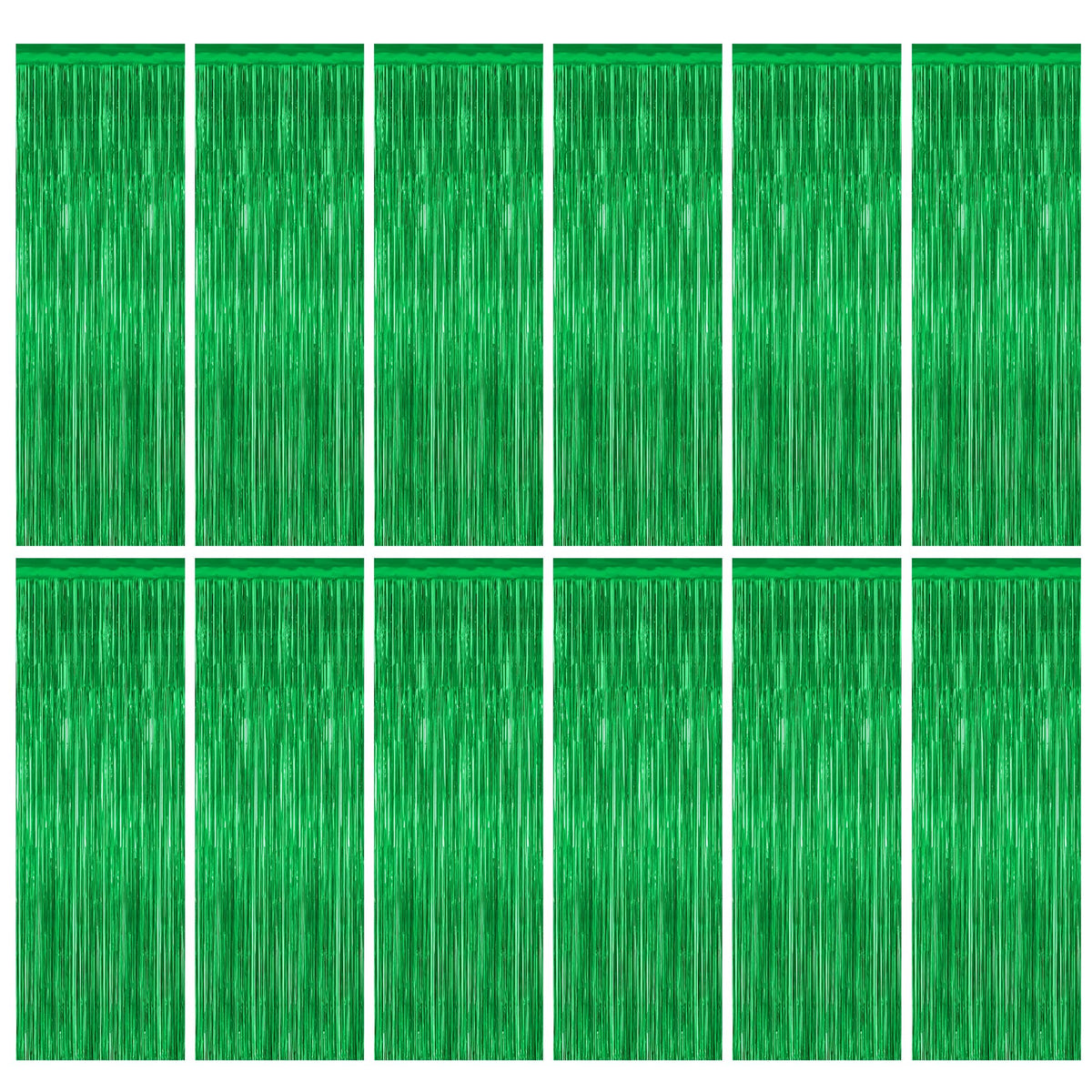 ZATAYE front view of green foil fringe curtain pack and vibrant finish