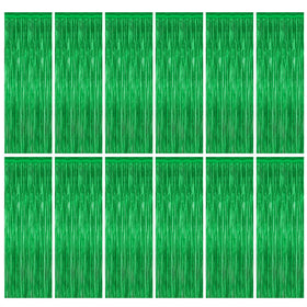 ZATAYE front view of green foil fringe curtain pack and vibrant finish