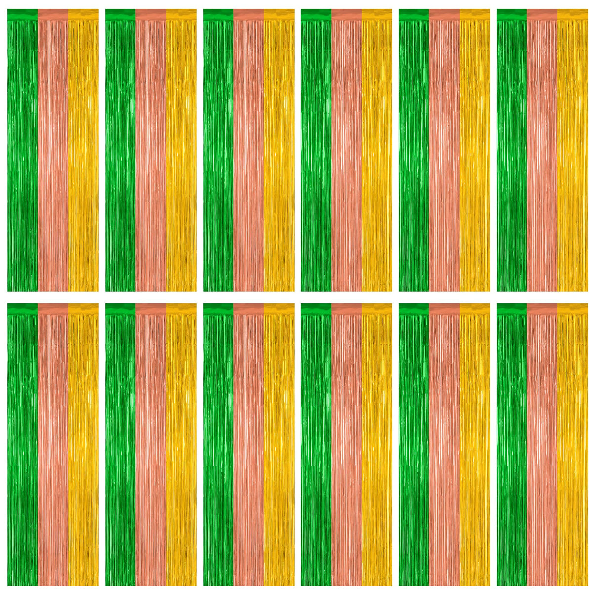 ZATAYE front view of 12-pack fringe curtains showing colorful tropical entrance benefit