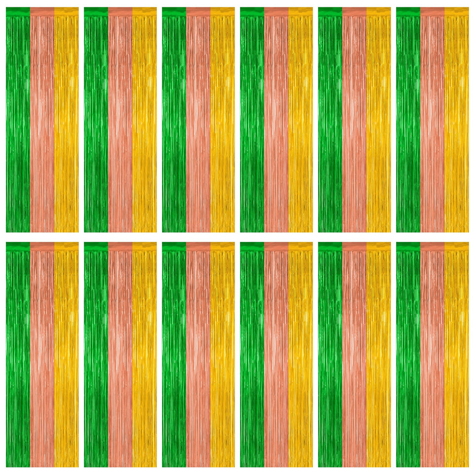 ZATAYE front view of 12-pack fringe curtains showing colorful tropical entrance benefit