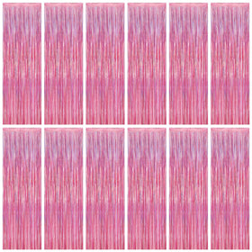 ZATAYE front packaging showing 12 pink foil streamers, quick setup benefit