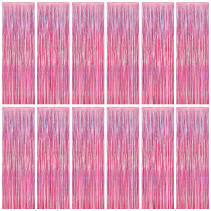 ZATAYE front packaging showing 12 pink foil streamers, quick setup benefit