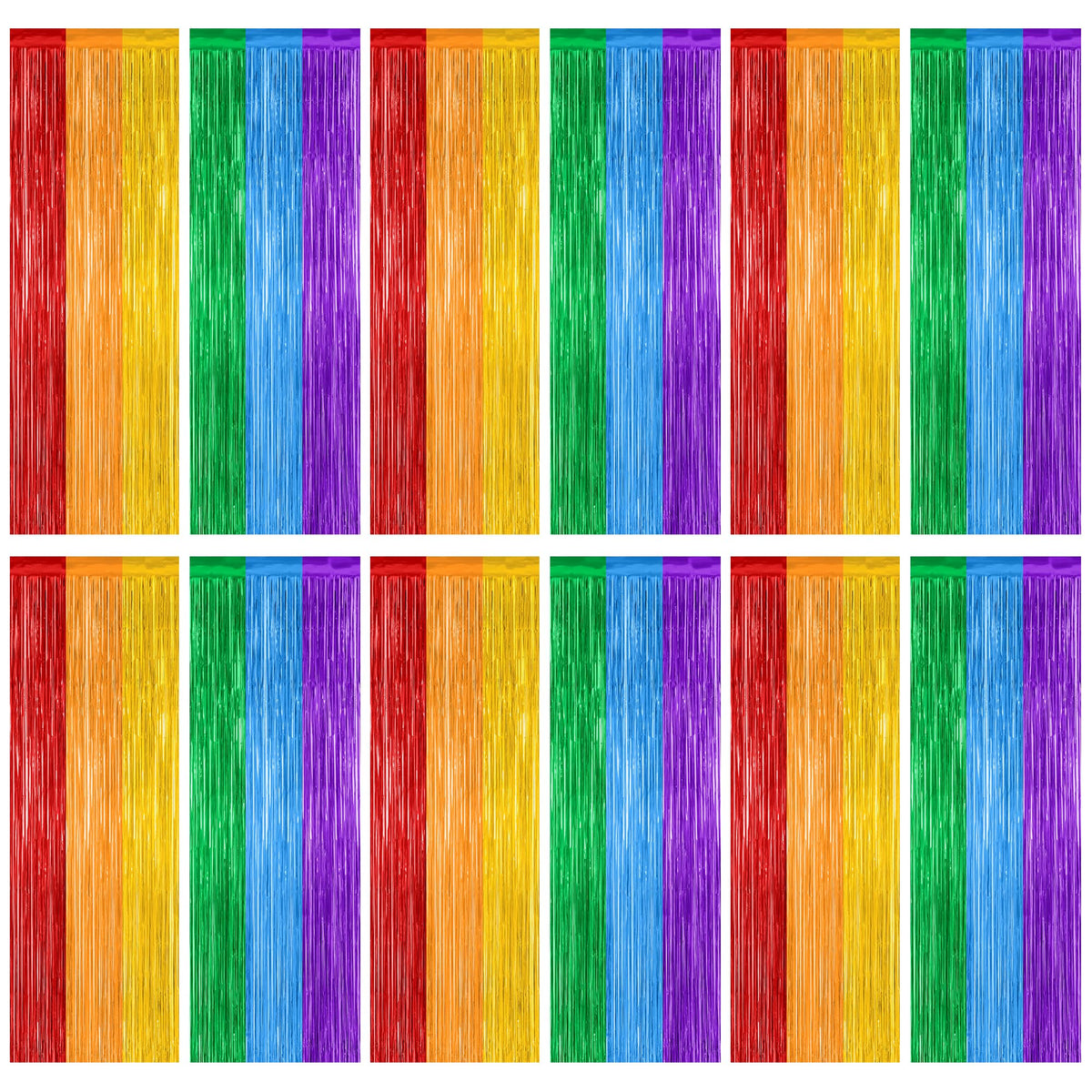 ZATAYE front view of rainbow fringe pack showing bright colors and easy setup