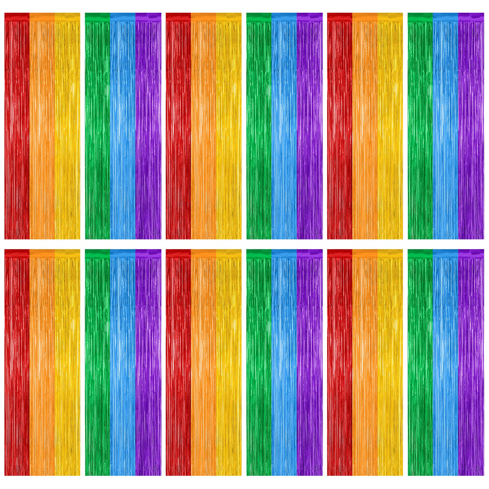 ZATAYE front view of rainbow fringe pack showing bright colors and easy setup