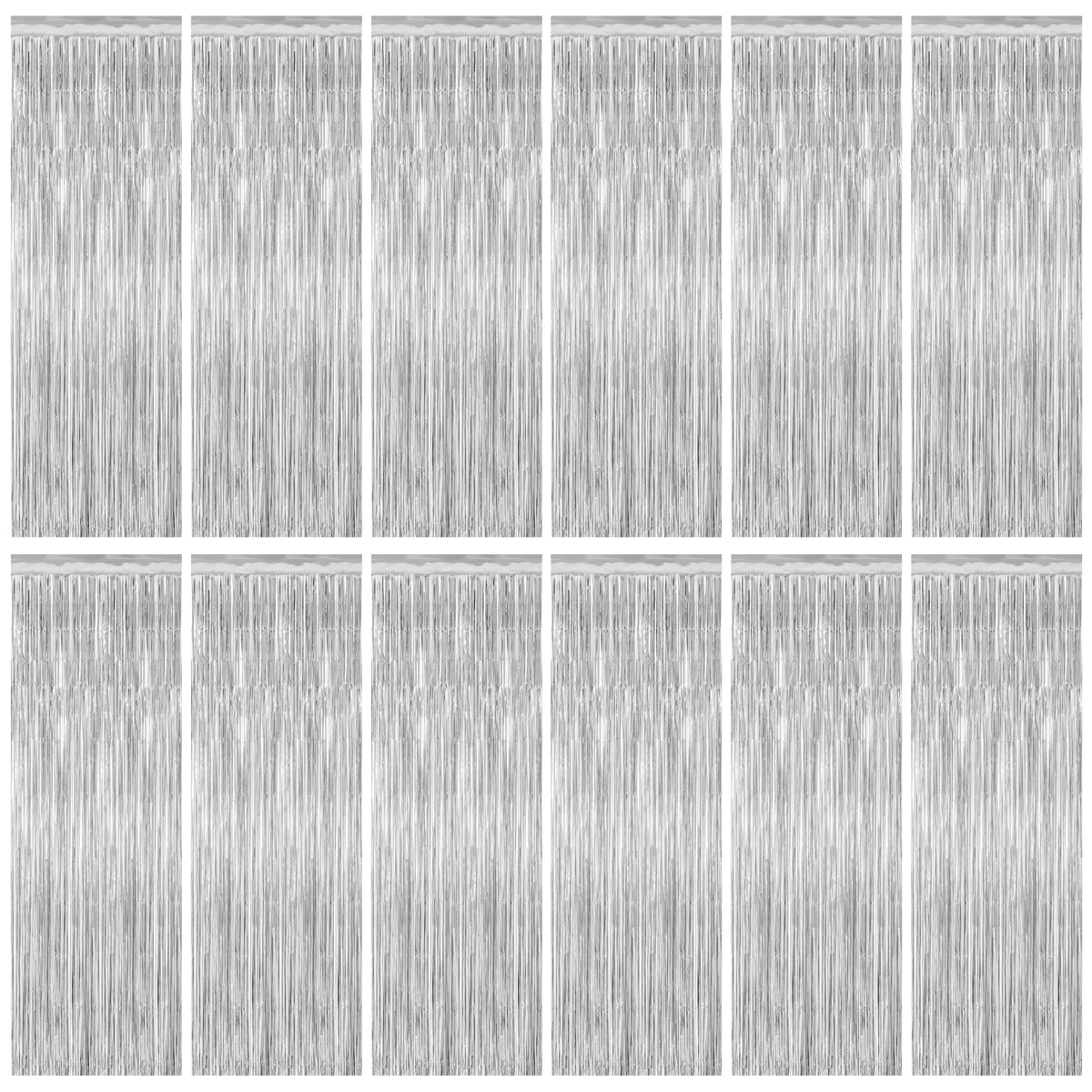 ZATAYE front packaging showing 12 silver fringe backdrops for instant sparkle