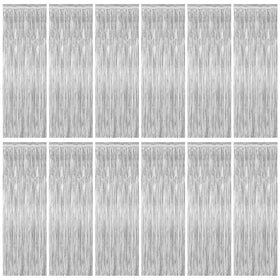 ZATAYE front packaging showing 12 silver fringe backdrops for instant sparkle