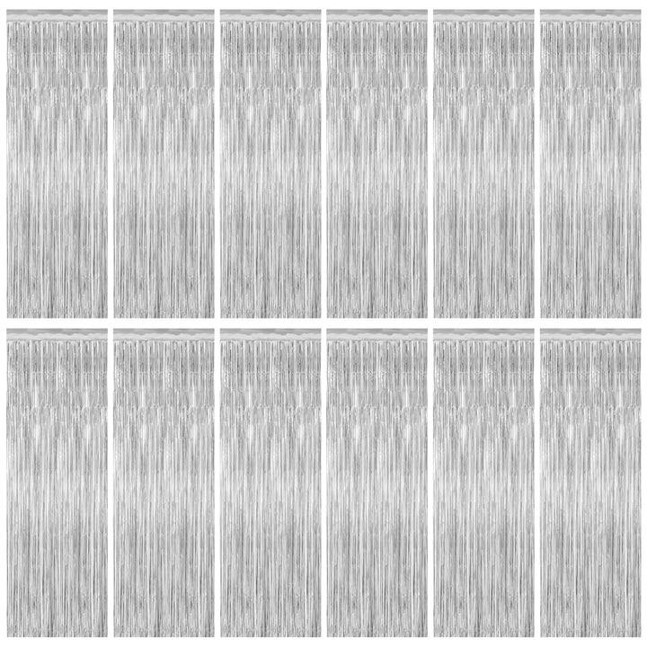 ZATAYE front packaging showing 12 silver fringe backdrops for instant sparkle
