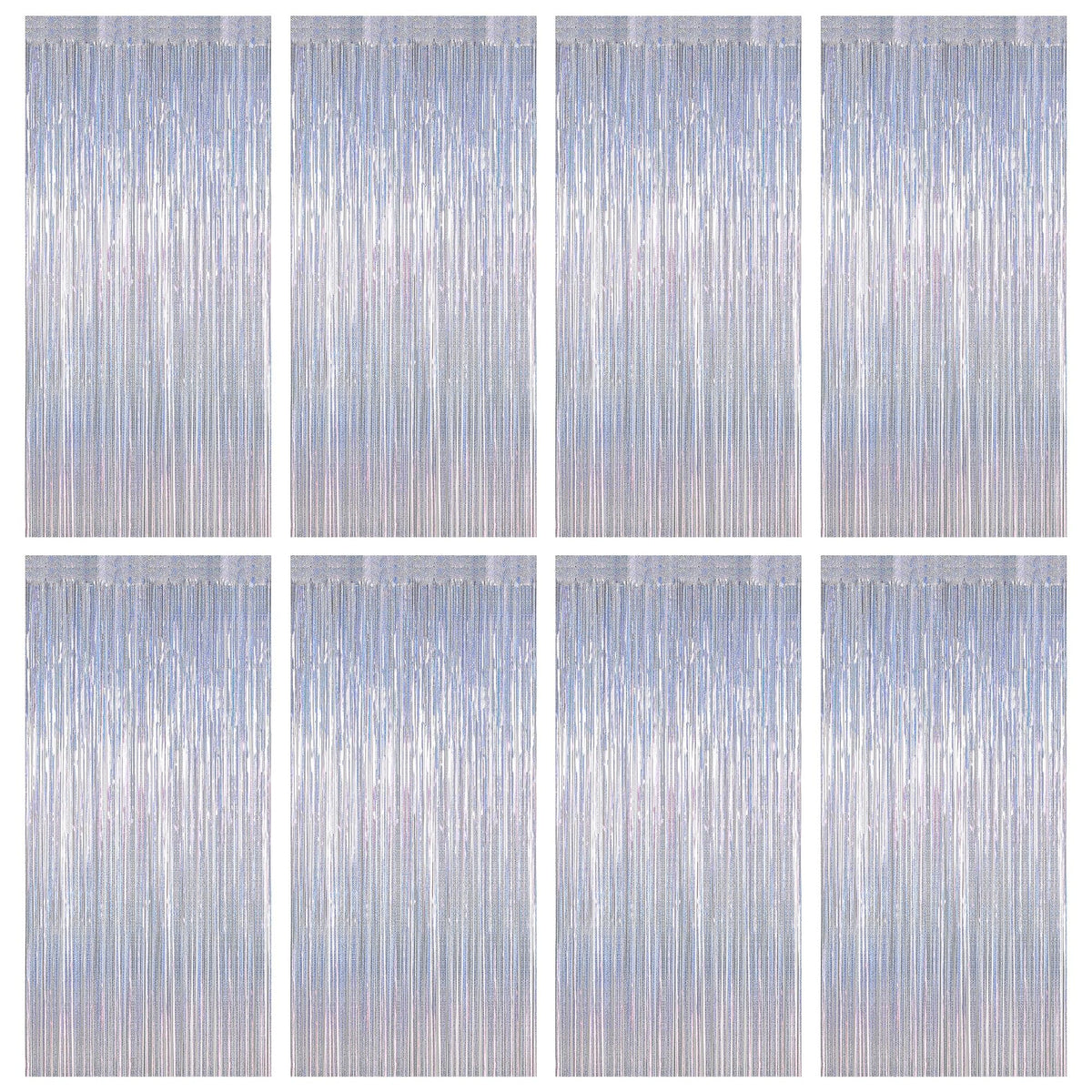 ZATAYE glitter silver fringe curtain backdrop adds shimmer for festive photos.