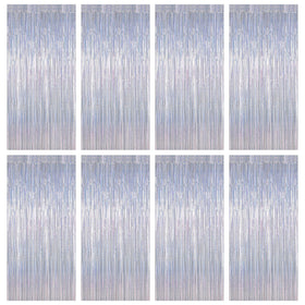 ZATAYE glitter silver fringe curtain backdrop adds shimmer for festive photos.
