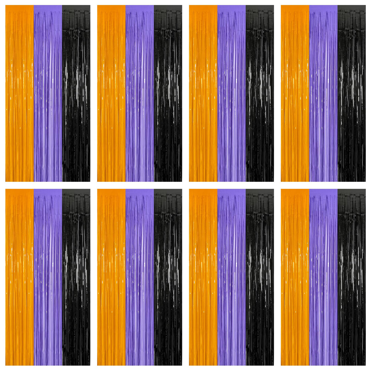 ZATAYE orange-purple-black foil streamer backdrop adds shimmering photos