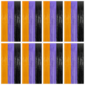 ZATAYE orange-purple-black foil streamer backdrop adds shimmering photos