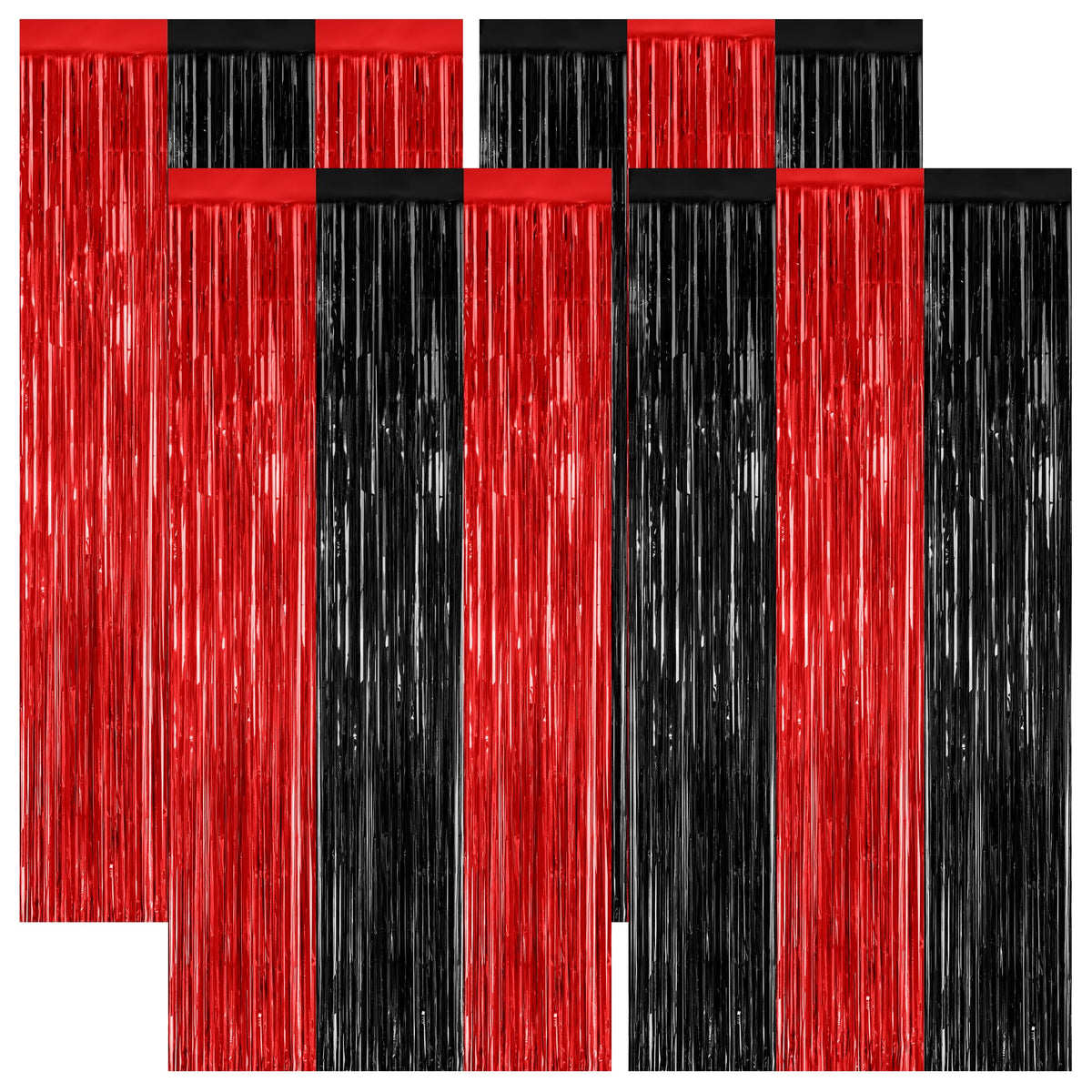 ZATAYE Halloween wall backdrop with red-black metallic curtain for dramatic photos.