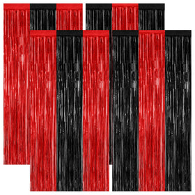 ZATAYE Halloween wall backdrop with red-black metallic curtain for dramatic photos.