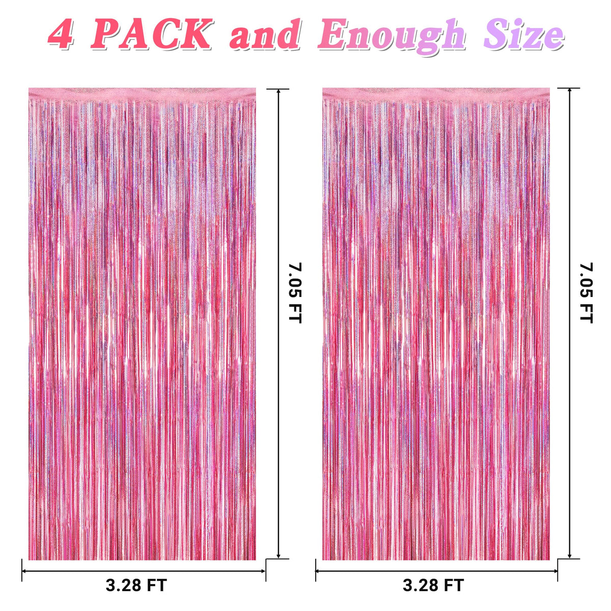 ZATAYE laser pink fringe curtain close-up with reflective sparkle