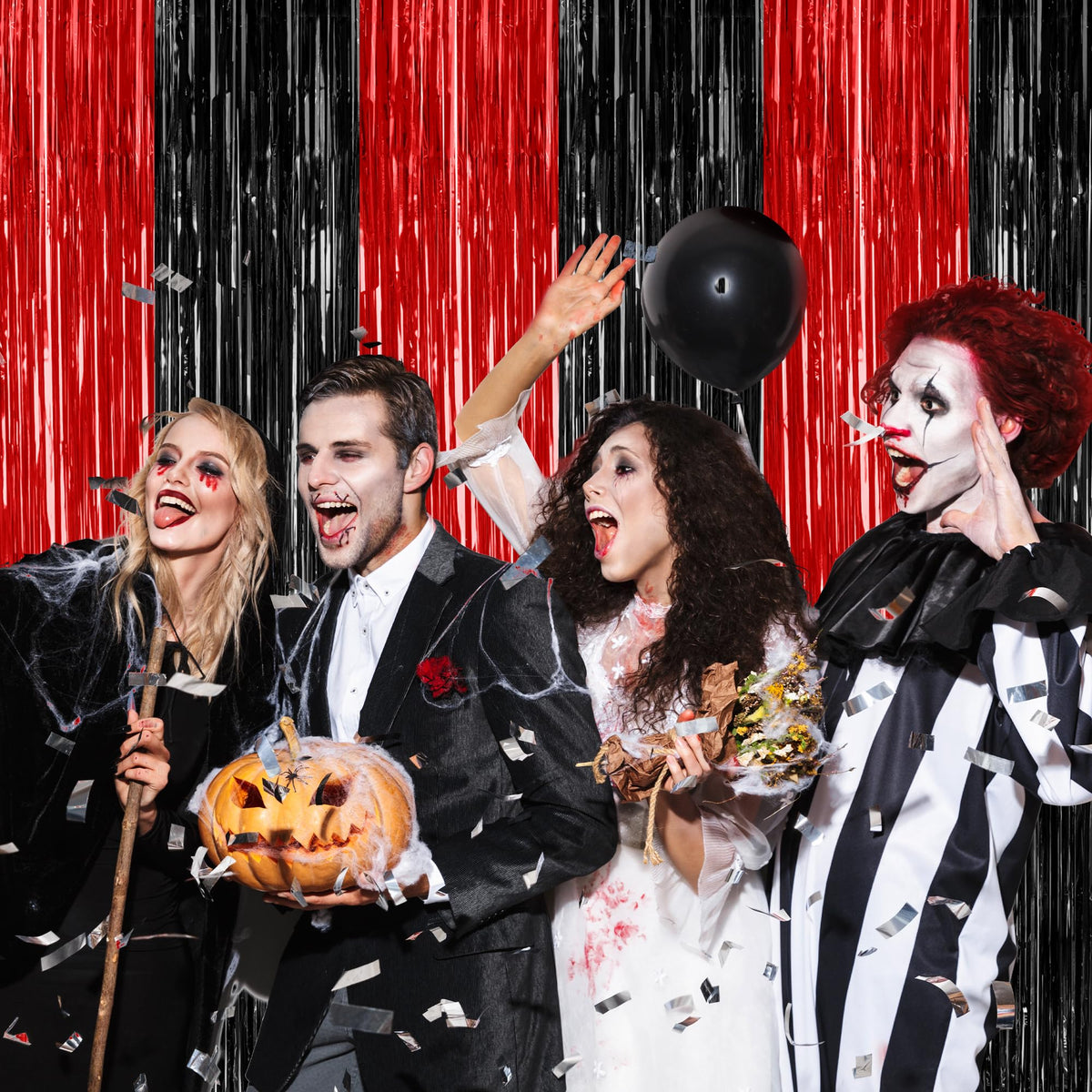 ZATAYE metallic red-black curtain adds a mysterious ambiance to entrances.