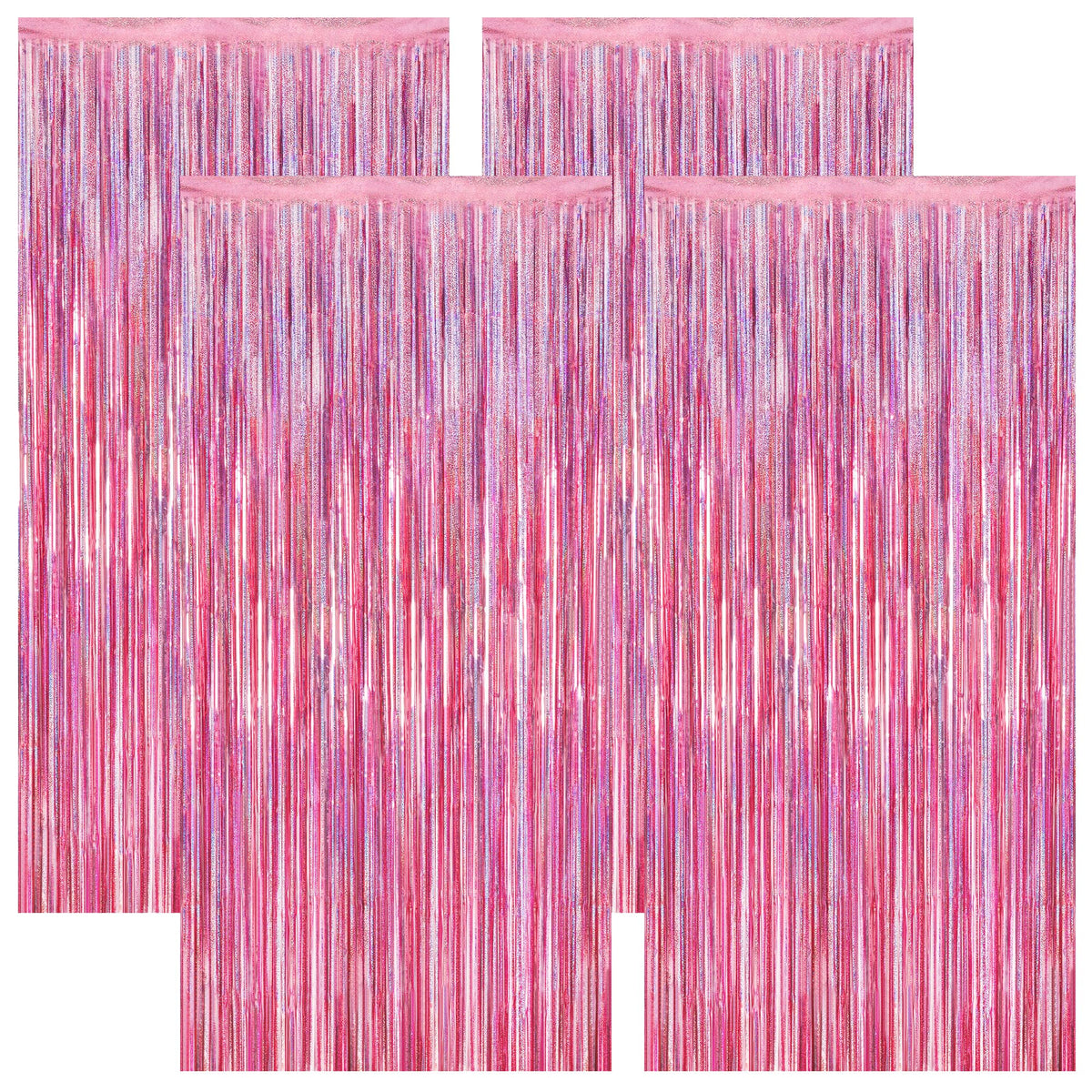 ZATAYE pink glitter fringe curtains kit for quick party backdrop setup