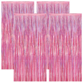ZATAYE pink glitter fringe curtains kit for quick party backdrop setup