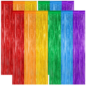 ZATAYE rainbow foil curtain backdrop 4-piece set for bright party visuals