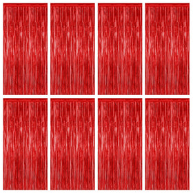 ZATAYE red tinsel backdrop for festive photo booth setup