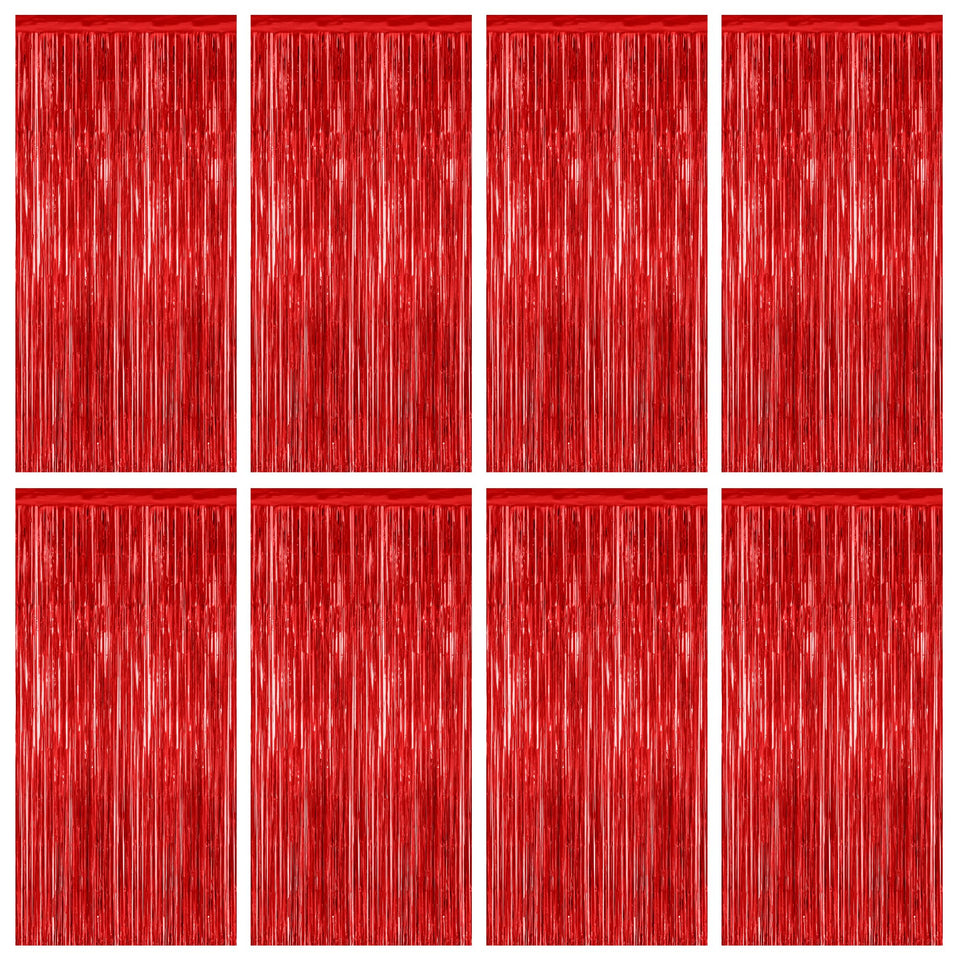 ZATAYE red tinsel backdrop for festive photo booth setup