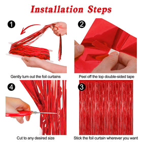 ZATAYE red metallic backdrop enhances wedding and engagement party visuals