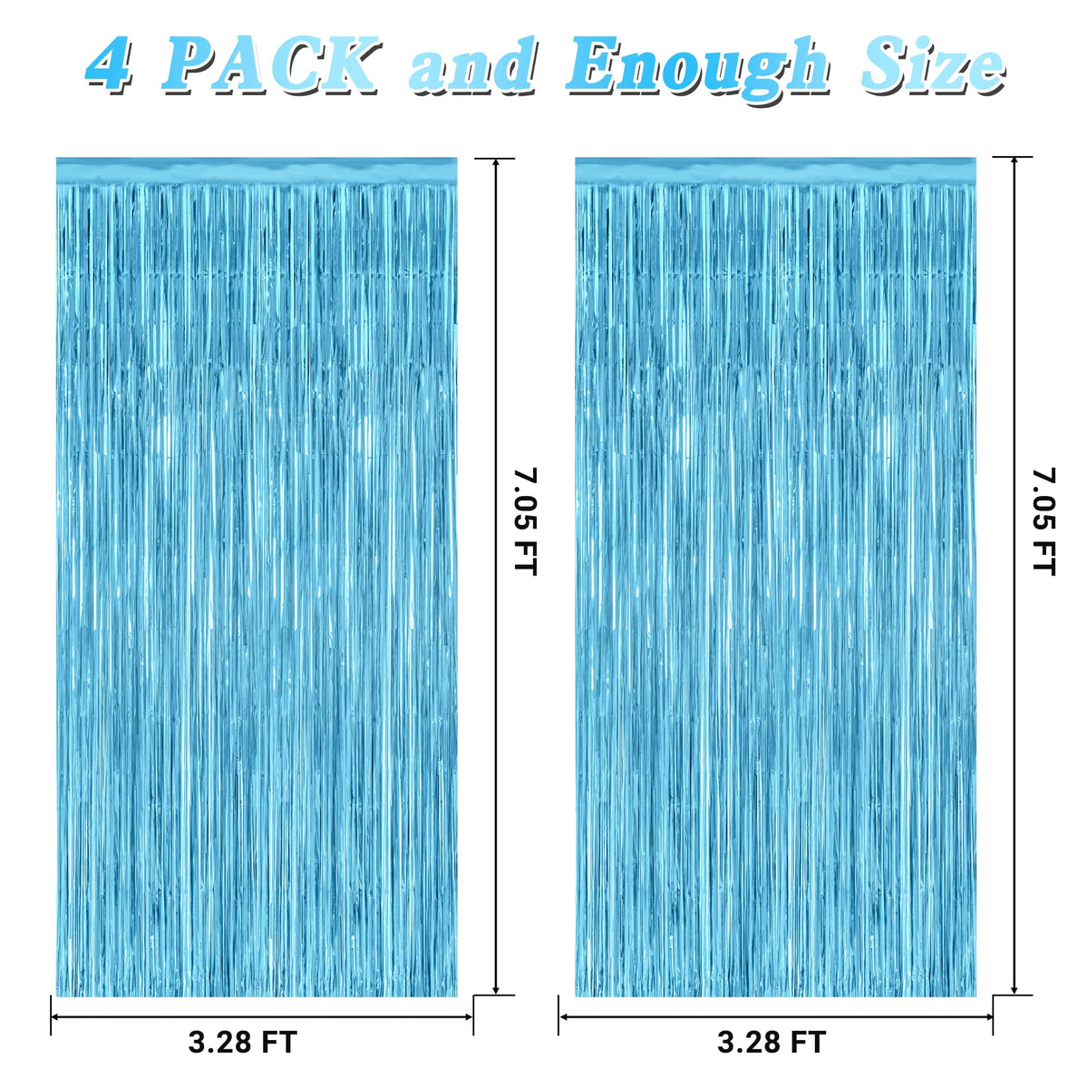 ZATAYE sky blue metallic foil curtain adds vibrant color to any party backdrop