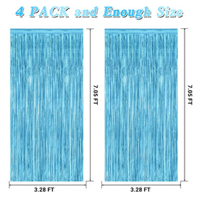 ZATAYE sky blue metallic foil curtain adds vibrant color to any party backdrop