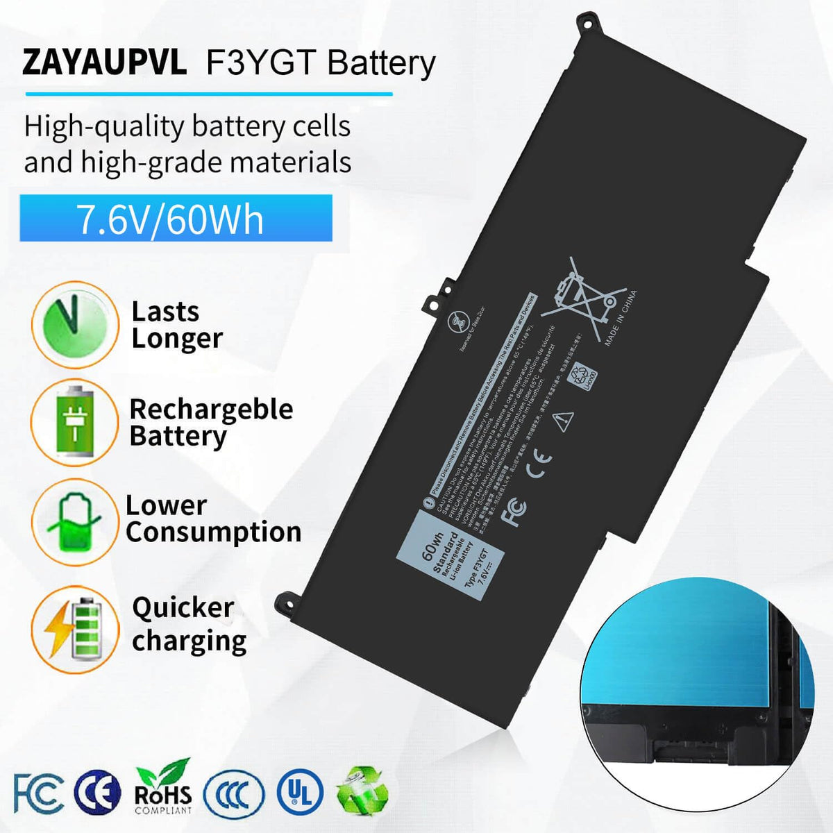 ZAYAUPVL top label close-up highlighting part numbers for easy identification