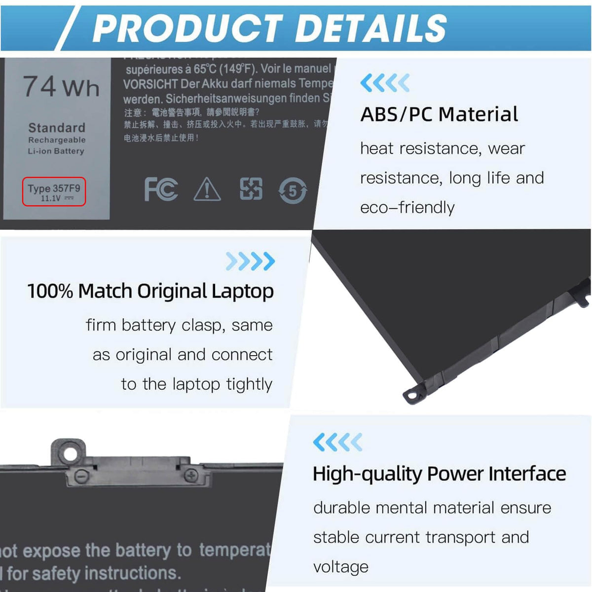 ZAYAUPVL 357F9 installed in Dell Inspiron 15 demonstrating direct-fit replacement