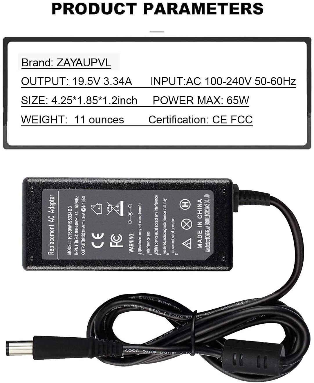 ZAYAUPVL 65W Dell Latitude adapter with cable end for on-the-go charging