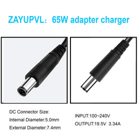 ZAYAUPVL 65W Dell Latitude adapter compatibility chart shows broad model support