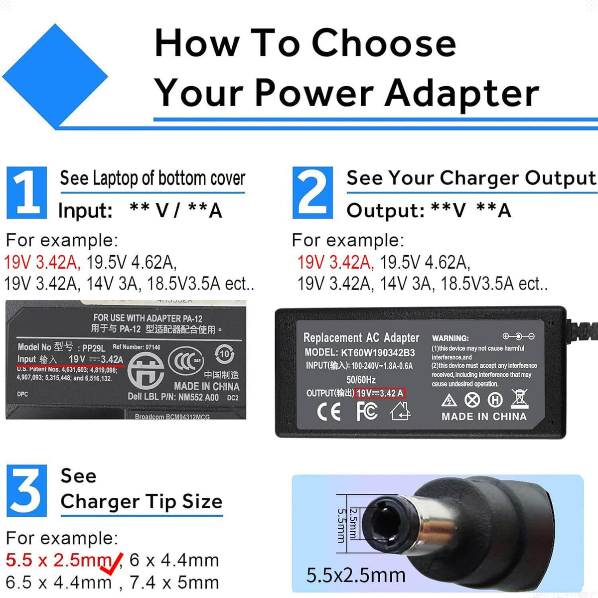 ZAYAUPVL 65W Toshiba satellite charger side view for easy cable management.