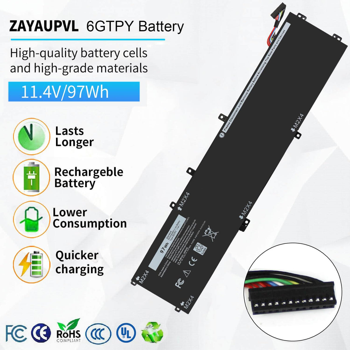 ZAYAUPVL 97Wh battery for Dell XPS 9560 provides steady performance between charges