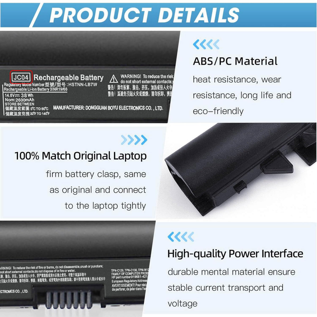 ZAYAUPVL JC04 battery fit for HP 15-bs series devices.
