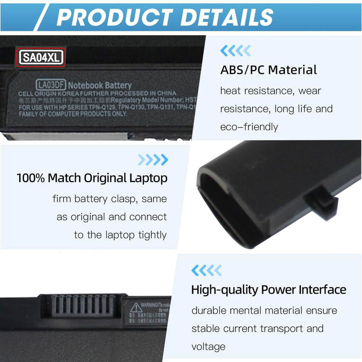 ZAYAUPVL LA03DF battery label close-up with model and safety information.