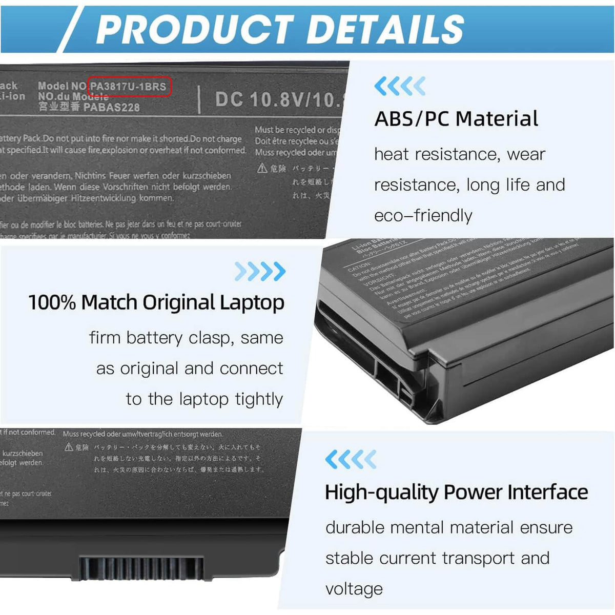 ZAYAUPVL PA3817U-1BRS battery for Toshiba Satellite L745 — longer sessions between charges.