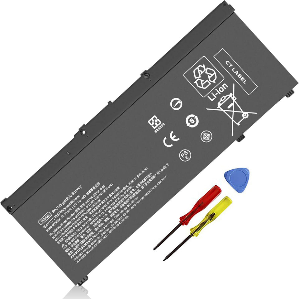 ZAYAUPVL SR04XL battery for HP Omen 15 closeup of 4-cell 70.07Wh design for reliable power
