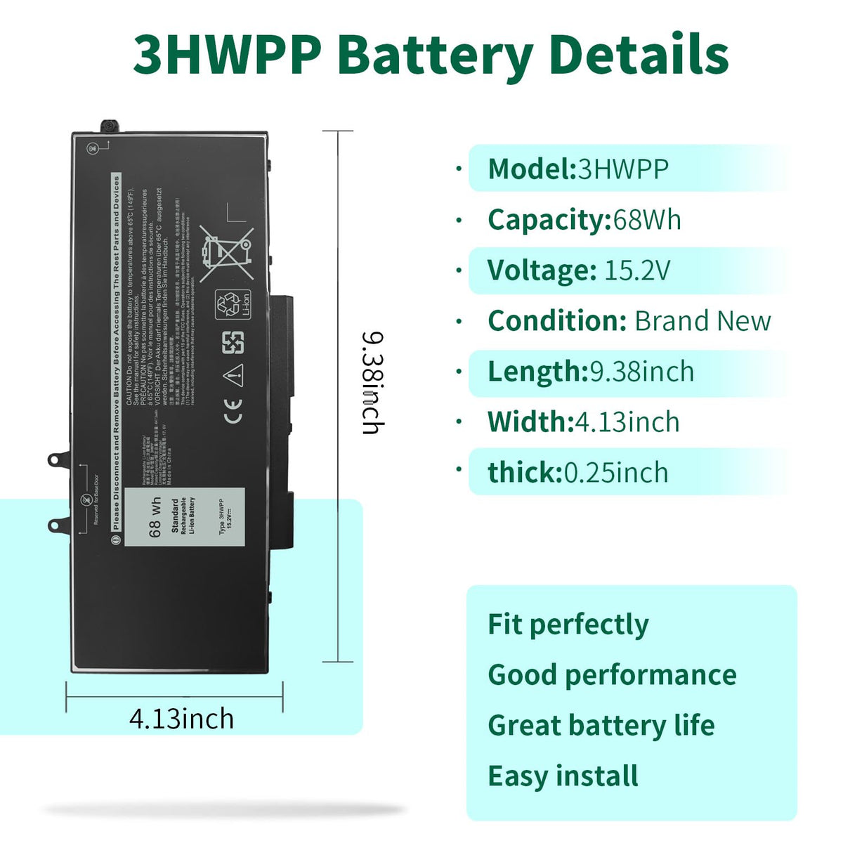 ZAYAUPVL close-up label with model 3HWPP and clear compatibility details
