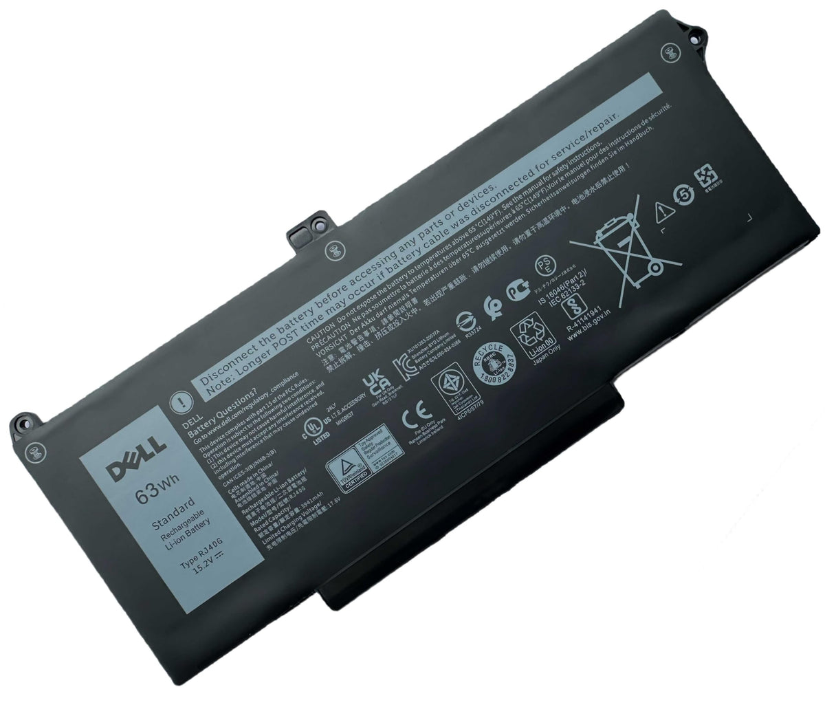 ZBTZMC RJ40G 63Wh battery for Dell Latitude 5420, close-up of OEM-style power unit