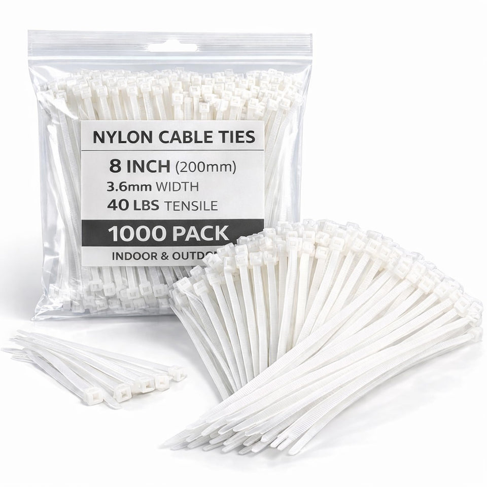 Zcpotizi front packaging shows 1000 white ties and bulk value benefit