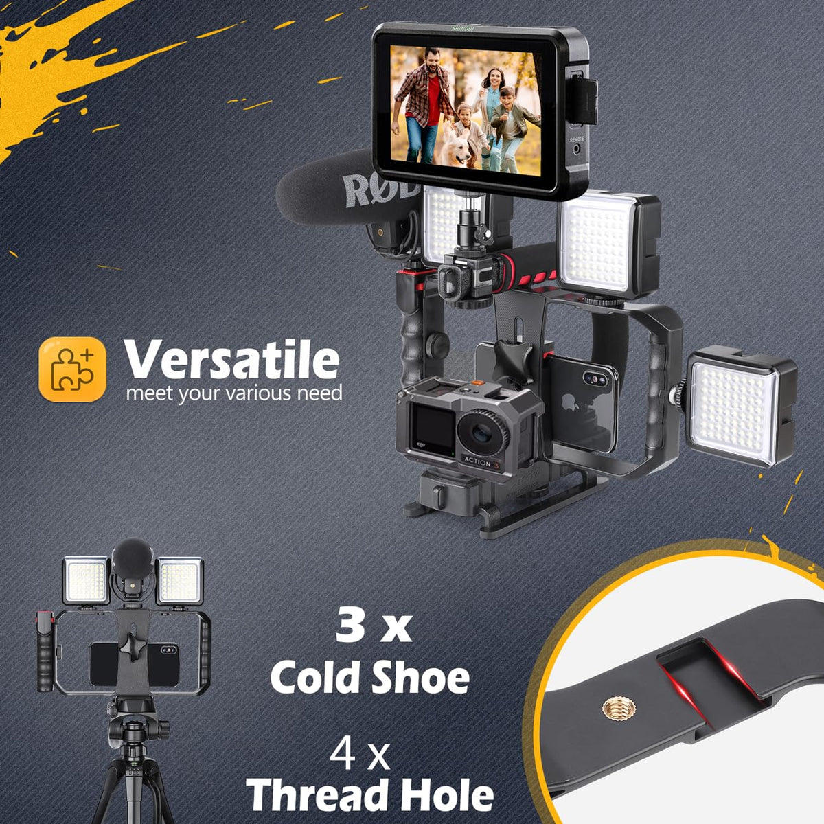 Zeadio with smartphone and wireless shutter showing quick hands-free phone capture