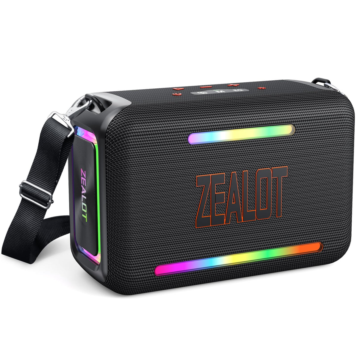 ZEALOT 120W speaker front view showing compact portable design and bold sound potential.