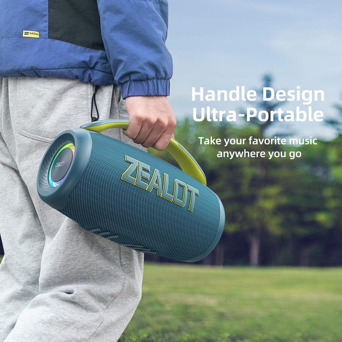 ZEALOT 80W beach party setup blue ideal for outdoor gatherings by water