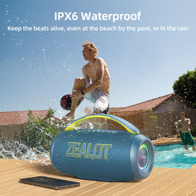 ZEALOT speaker with handle design blue easy to carry for outdoor gatherings